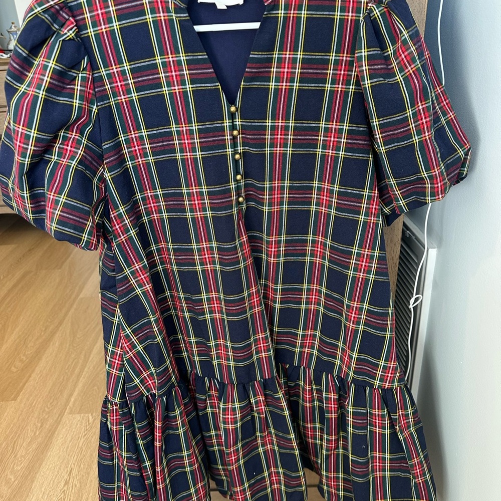 Entro Kids Plaid Dress - Navy, Red, Yellow